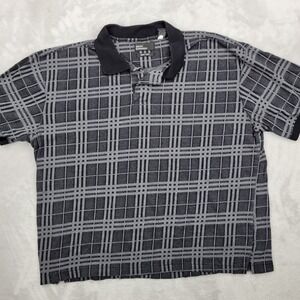 Marc Edwards Shirt Mens XL Golf Polo Grey Plaid Vintage Collar Adult Extra Large